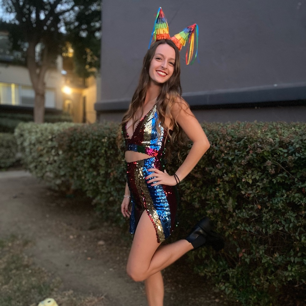 Rainbow Sequin Stripe Dress
